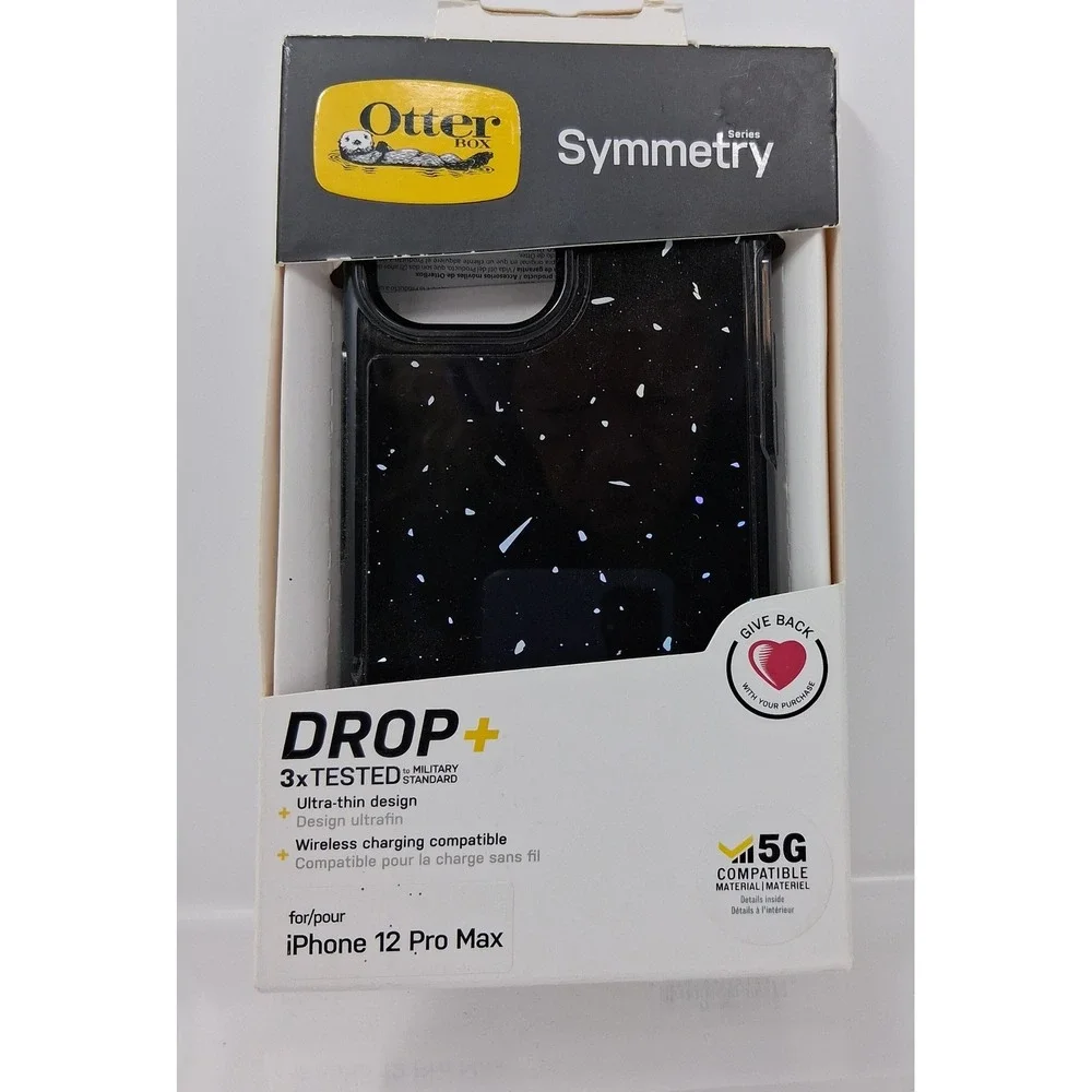 OtterBox Symmetry Series Case for iPhone 12 Pro Max Black Speckled Ultra Thin